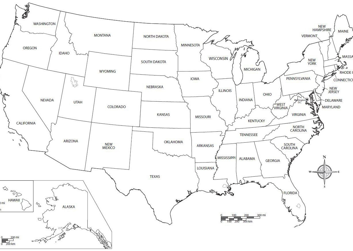 10 Awesome Printable Blank Map Of The United States Free - Printable Map with regard to United States Map Template Blank