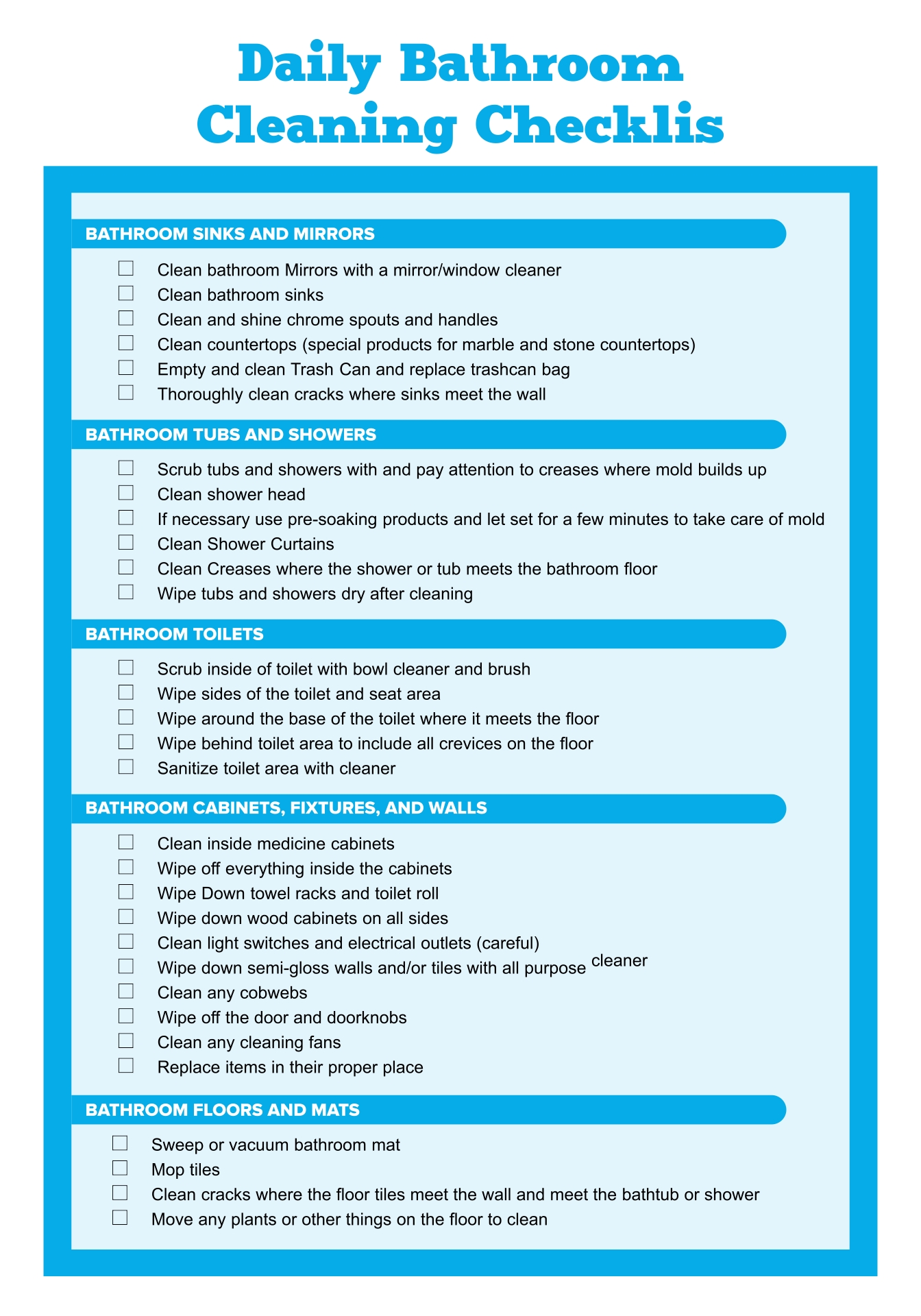 10 Best Daily Cleaning Checklist Printable – Printablee Intended For Blank Cleaning Schedule Template