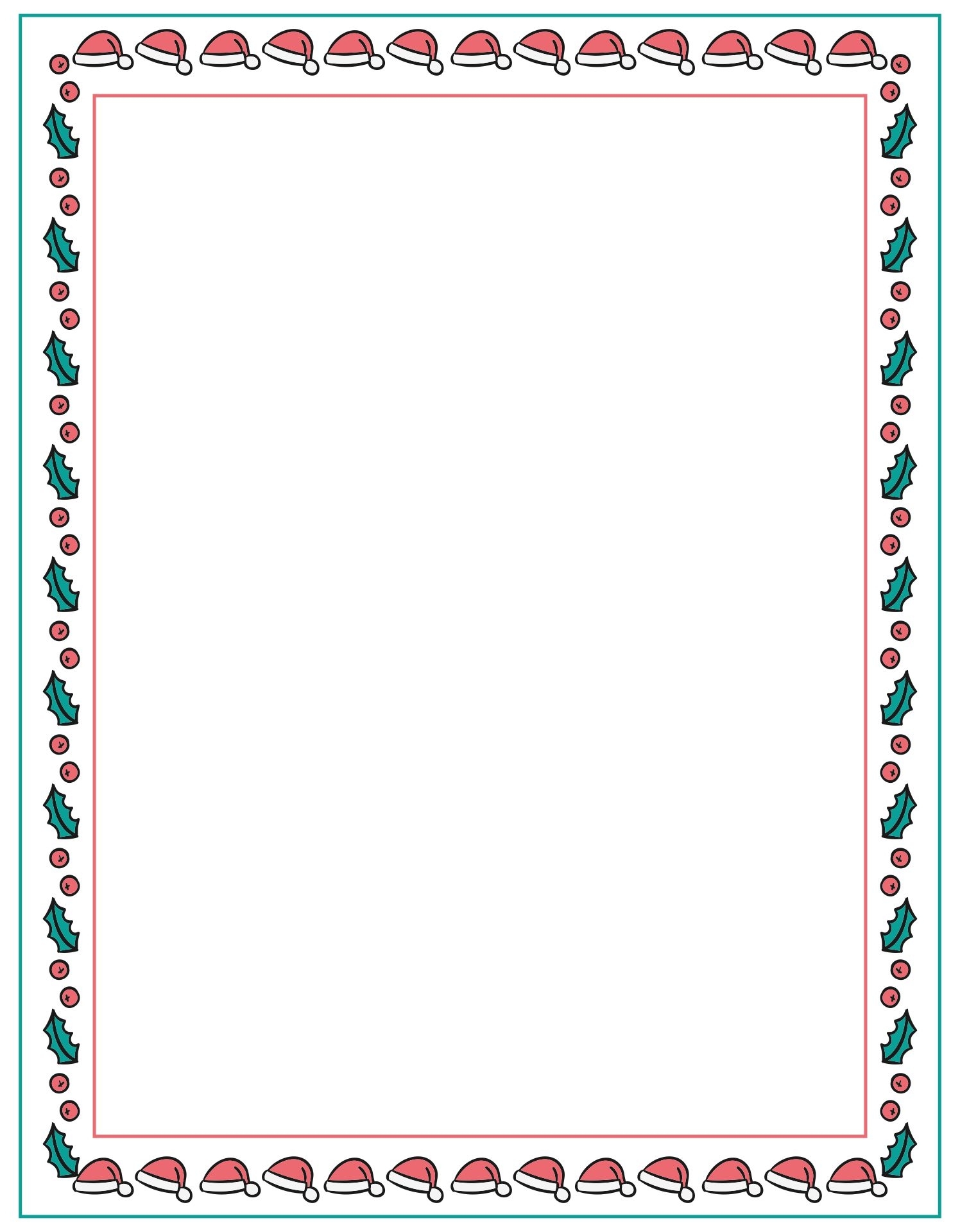 10 Best Free Printable Christmas Borders Holly - Printablee With Regard To Christmas Border Word Template