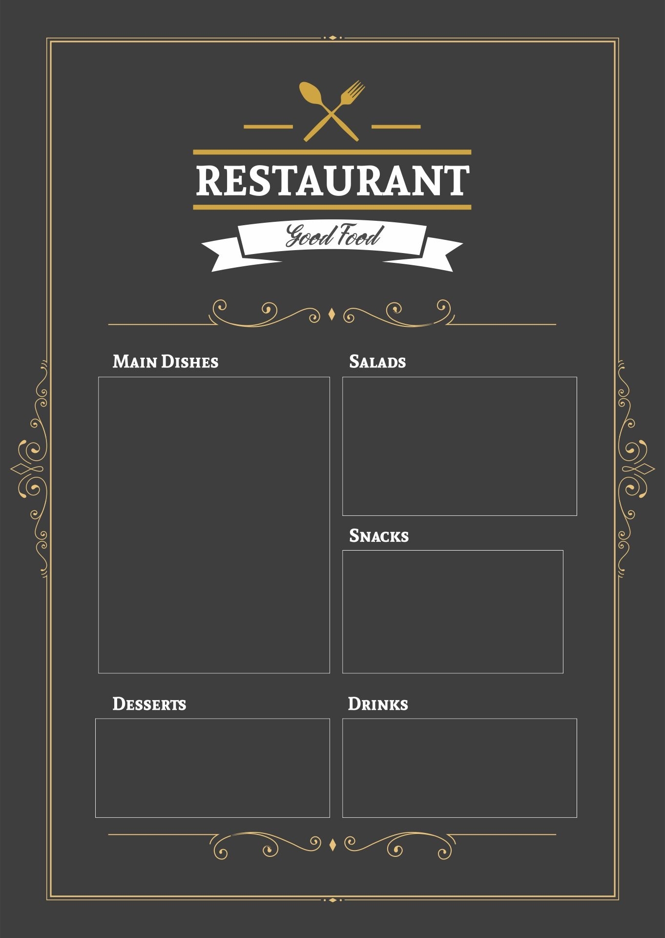 10 Best Printable Blank Restaurant Menus – Printablee For Free Cafe Menu Templates For Word