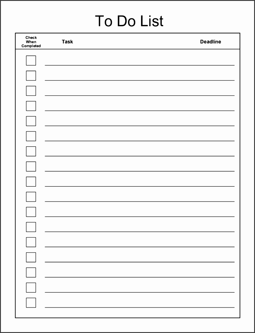 10 Blank To Do List Template - Sampletemplatess - Sampletemplatess With Blank Checklist Template Pdf