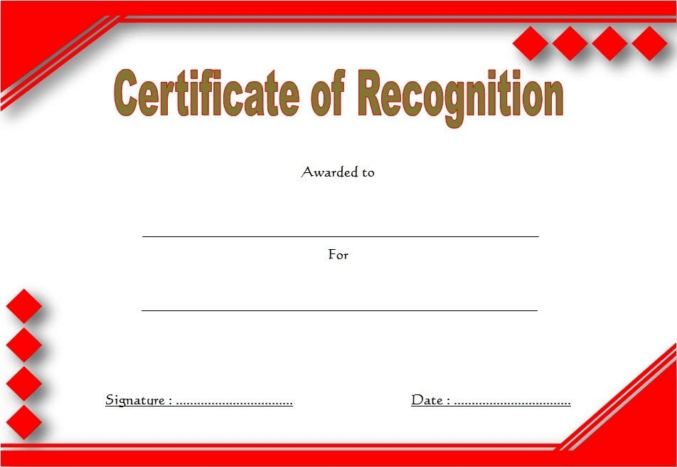 10+ Downloadable Certificate Of Recognition Templates Free Throughout Free Template For Certificate Of Recognition