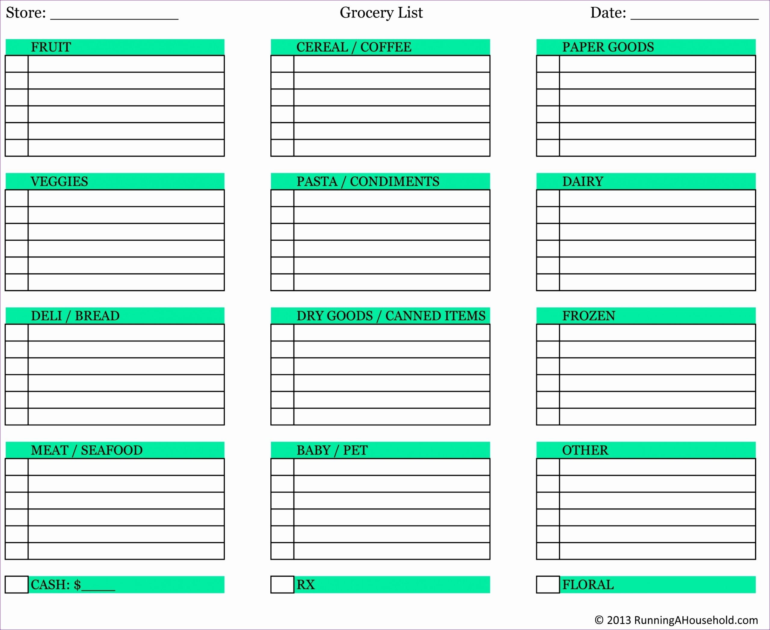 10 Grocery List Template Excel Free Download – Excel Templates Within Blank Grocery Shopping List Template