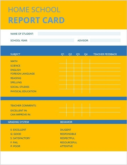 10+ Homeschool Report Card Template Sample - Apparel Dream Inc Pertaining To Homeschool Report Card Template