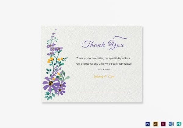 10+ Wedding Thank You Note Templates – Photoshop, Illustrator, Ms Word Inside Thank You Note Card Template