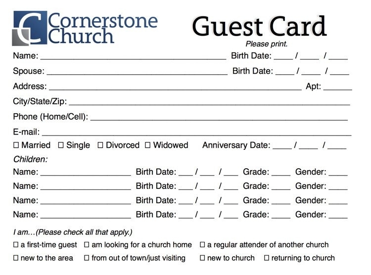 11+ Church Visitor Card Template - Netwise Template for Church Visitor Card Template