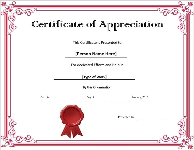 11 Free Appreciation Certificate Templates – Word Templates For Free Pertaining To Certificate Of Appreciation Template Free Printable