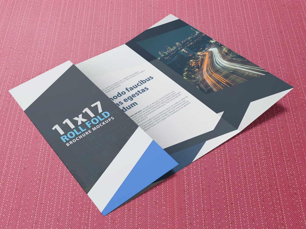 11X17 Four Panel Roll Fold Brochure Mockup (41305) | Mock Ups | Design Pertaining To 11X17 Brochure Template