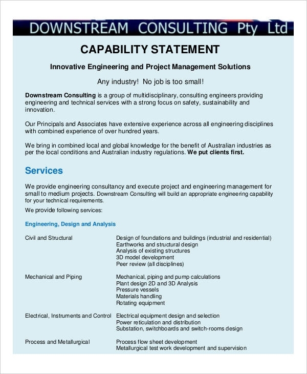 12+ Capability Statement Templates | Free Word, Excel & Pdf Formats Within Capability Statement Template Word
