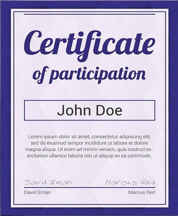 12+ Certificate Of Participation Templates – Word, Psd, Ai, Eps Vector With Participation Certificate Templates Free Download