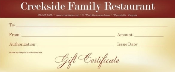 12+ Restaurant Gift Certificate Templates – Doc, Psd, Eps | Free Within Dinner Certificate Template Free