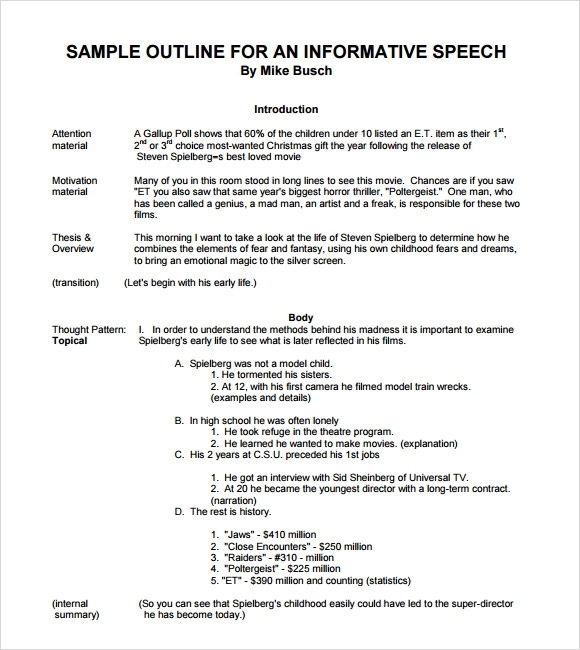 12+ Sample Informative Speech | Sample Templates Regarding Speech Outline Template Word