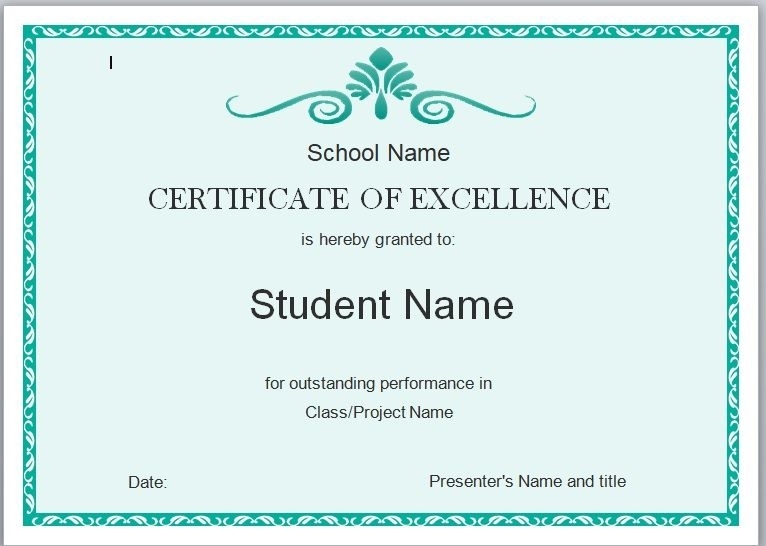 15 Free Certificate Of Excellence Templates – Free Word Templates Intended For Free Certificate Of Excellence Template