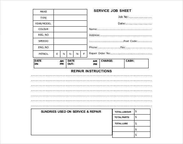 16 Report Job Card Template Pdf With Stunning Design By Job Card Inside Sample Job Cards Templates