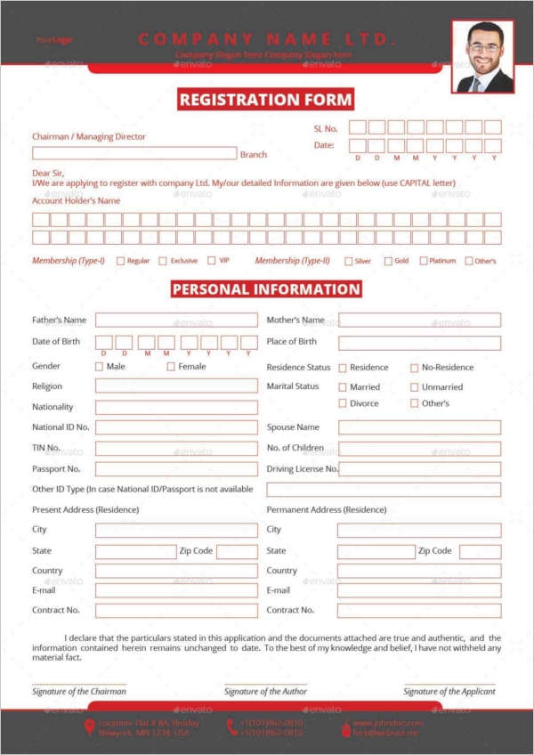 17+ Registration Form Templates Free Word, Psd Documents Intended For Registration Form Template Word Free