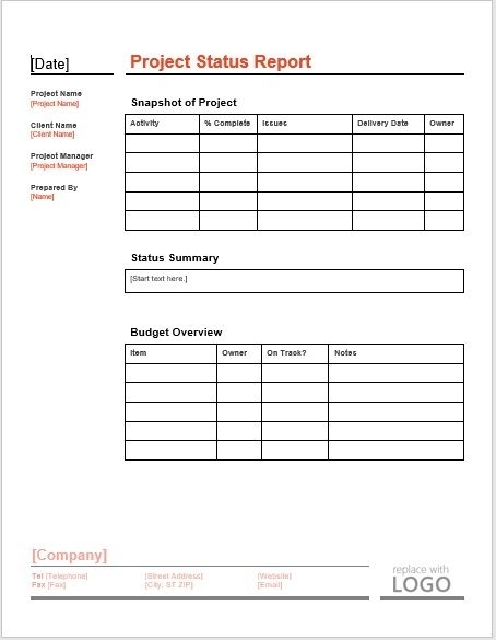 18+ Free Project Status Report Templates – Word Templates For Free Download Regarding Quarterly Status Report Template