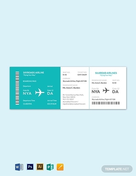 20+ Best Airline Ticket Templates – Illustrator, Pages, Publisher, Word With Regard To Plane Ticket Template Word