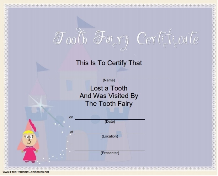 20+ Free Tooth Fairy Certificate Template [Word, Pdf] » Templatedata With Free Tooth Fairy Certificate Template