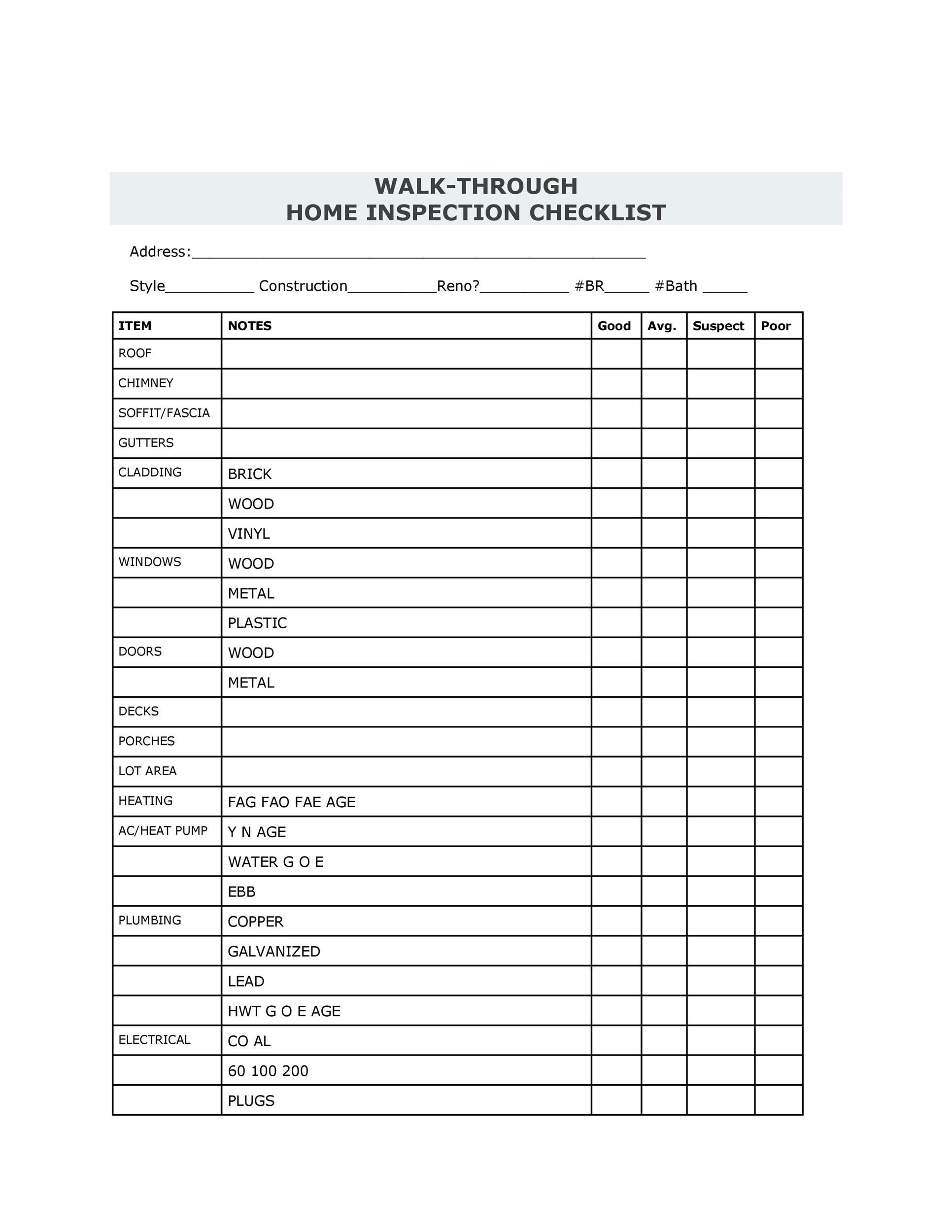 20+ Printable Home Inspection Checklists (Word, Pdf) ᐅ Templatelab With Pre Purchase Building Inspection Report Template