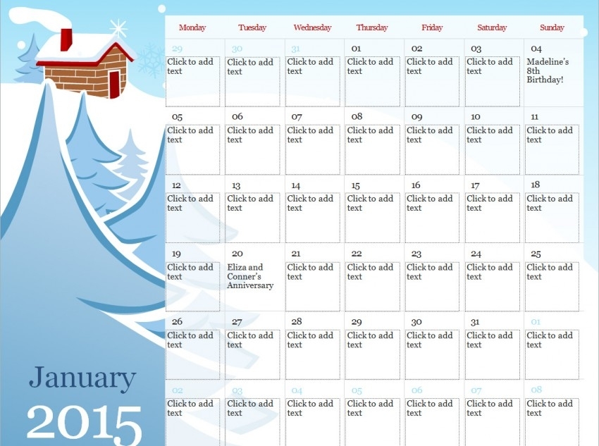 2015 Illustrated Seasonal Calendar » Template Haven Throughout Powerpoint Calendar Template 2015