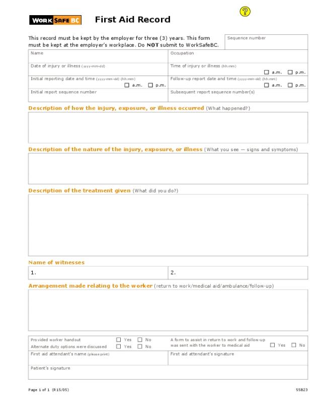 2022 First Aid Report Form – Fillable, Printable Pdf & Forms | Handypdf Intended For First Aid Incident Report Form Template