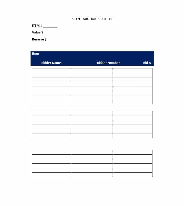 21+ Silent Auction Bid Sheets Free Download | Templates Study throughout Auction Bid Cards Template