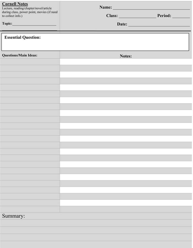 22 Cornell Note Taking Template Word – Free Popular Templates Design Intended For Note Taking Template Word