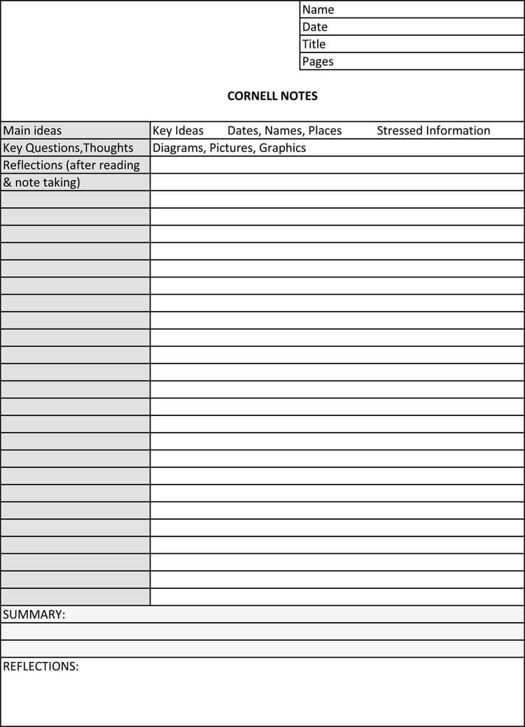 22 Cornell Note Taking Template Word – Free Popular Templates Design With Regard To Note Taking Template Word