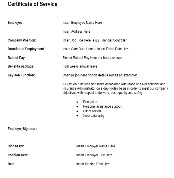 22 Free Sample Employment Certificate Templates – Printable Samples Throughout Employee Certificate Of Service Template