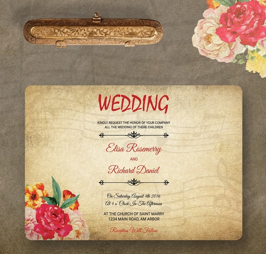 22+ Free Wedding Invitation Templates - Traditional, Modern, Royal For Invitation Cards Templates For Marriage