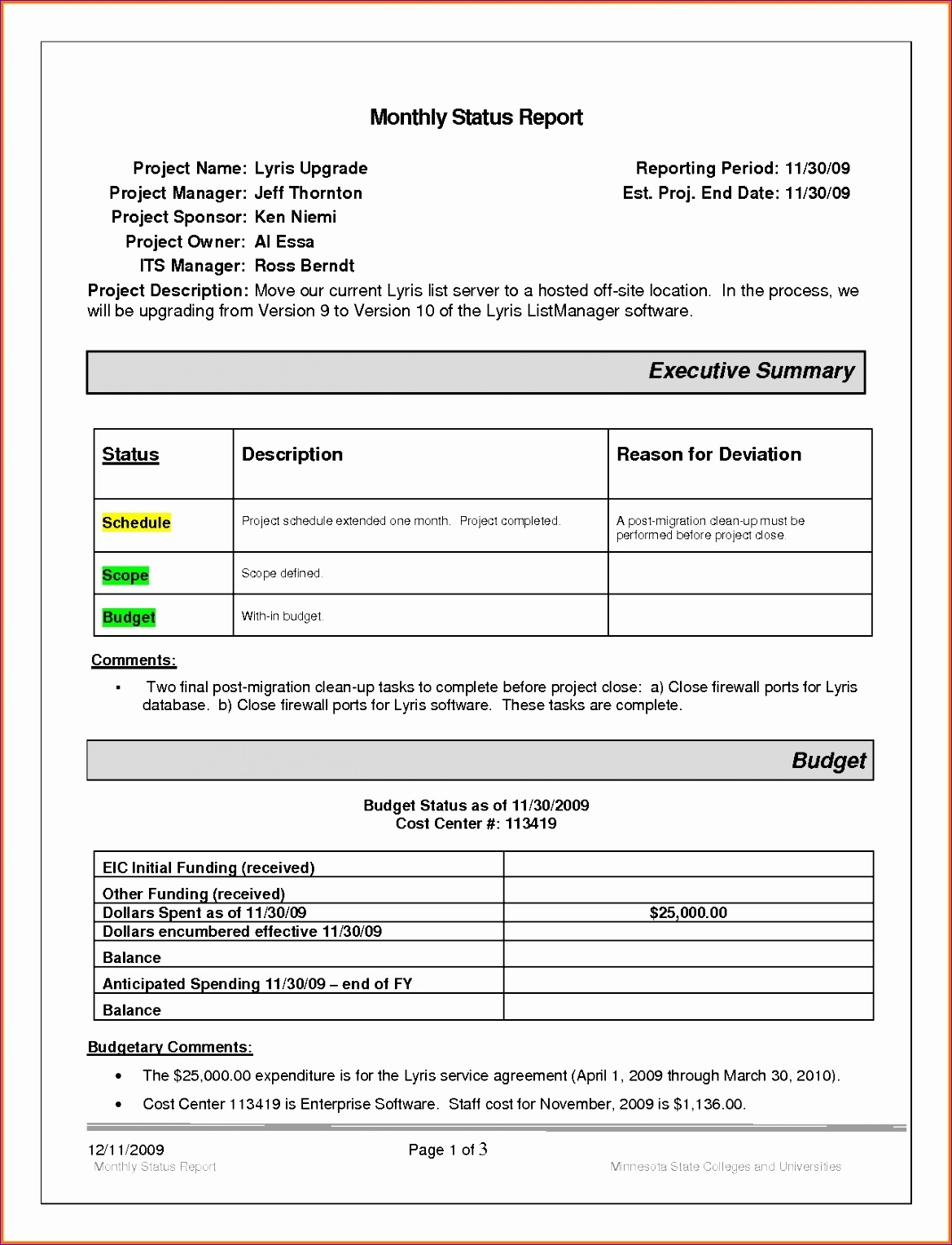 22+ Project Management Status Report Template Excel – Template Within Project Management Status Report Template
