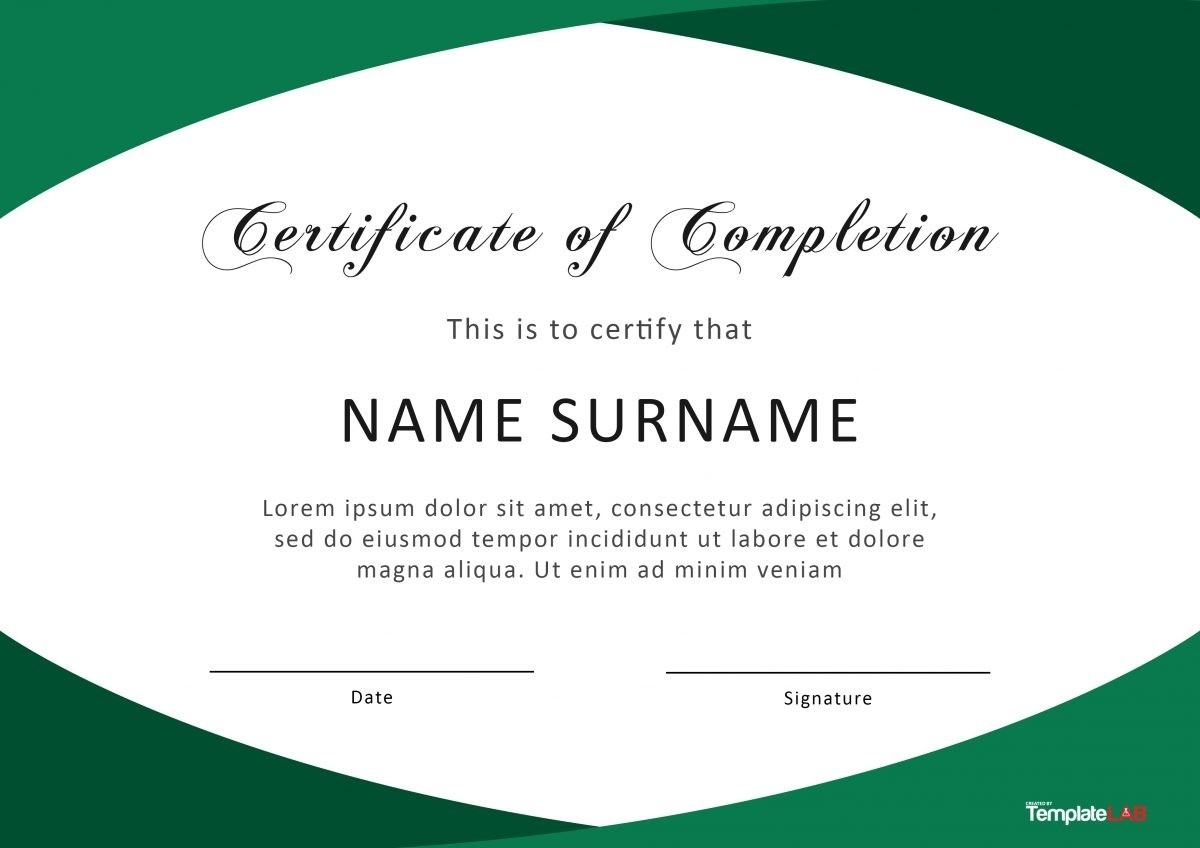 23 Free Certificate Of Completion Templates [Word, Powerpoint] For Free Completion Certificate Templates For Word