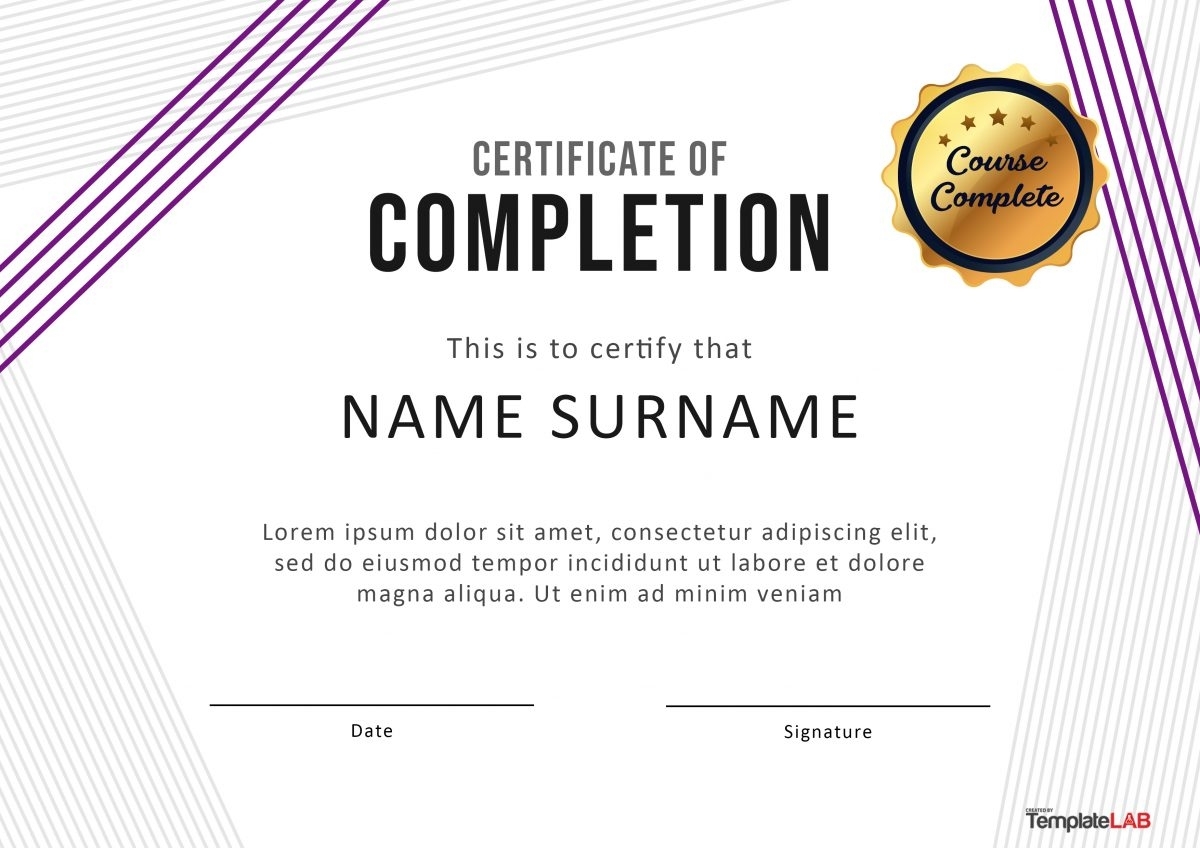 23 Free Certificate Of Completion Templates [Word, Powerpoint] Regarding Certification Of Completion Template