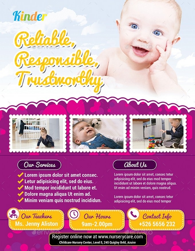 25+ Best Daycare Flyer Templates 2020 - Templatefor Throughout Daycare Brochure Template