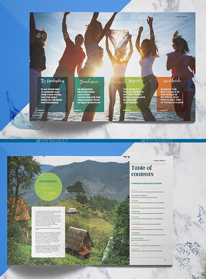 25 Cool Psd & Indesign Travel Brochure Templates - Bashooka Within Travel Guide Brochure Template
