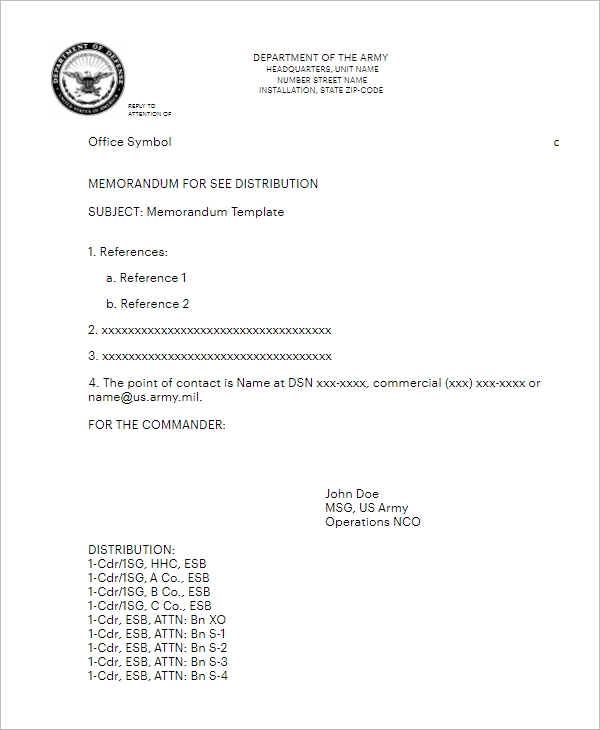 25+ Memorandum Templates Free Word, Pdf, Doc Formats Pertaining To Army Memorandum Template Word