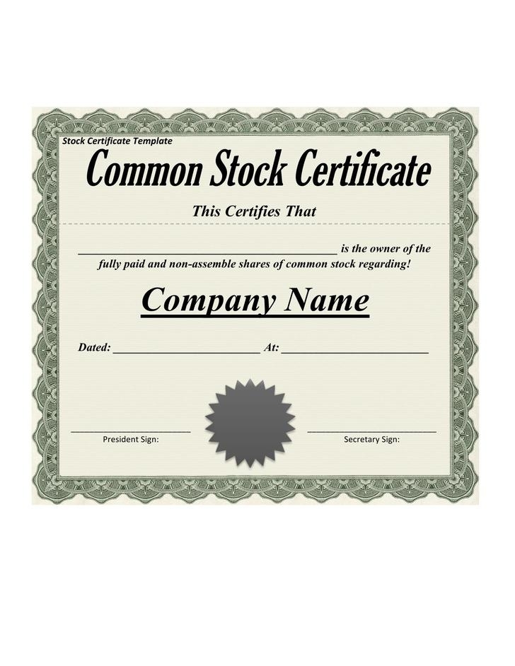 25+ Stock Certificate Template Free Download Intended For Corporate Share Certificate Template