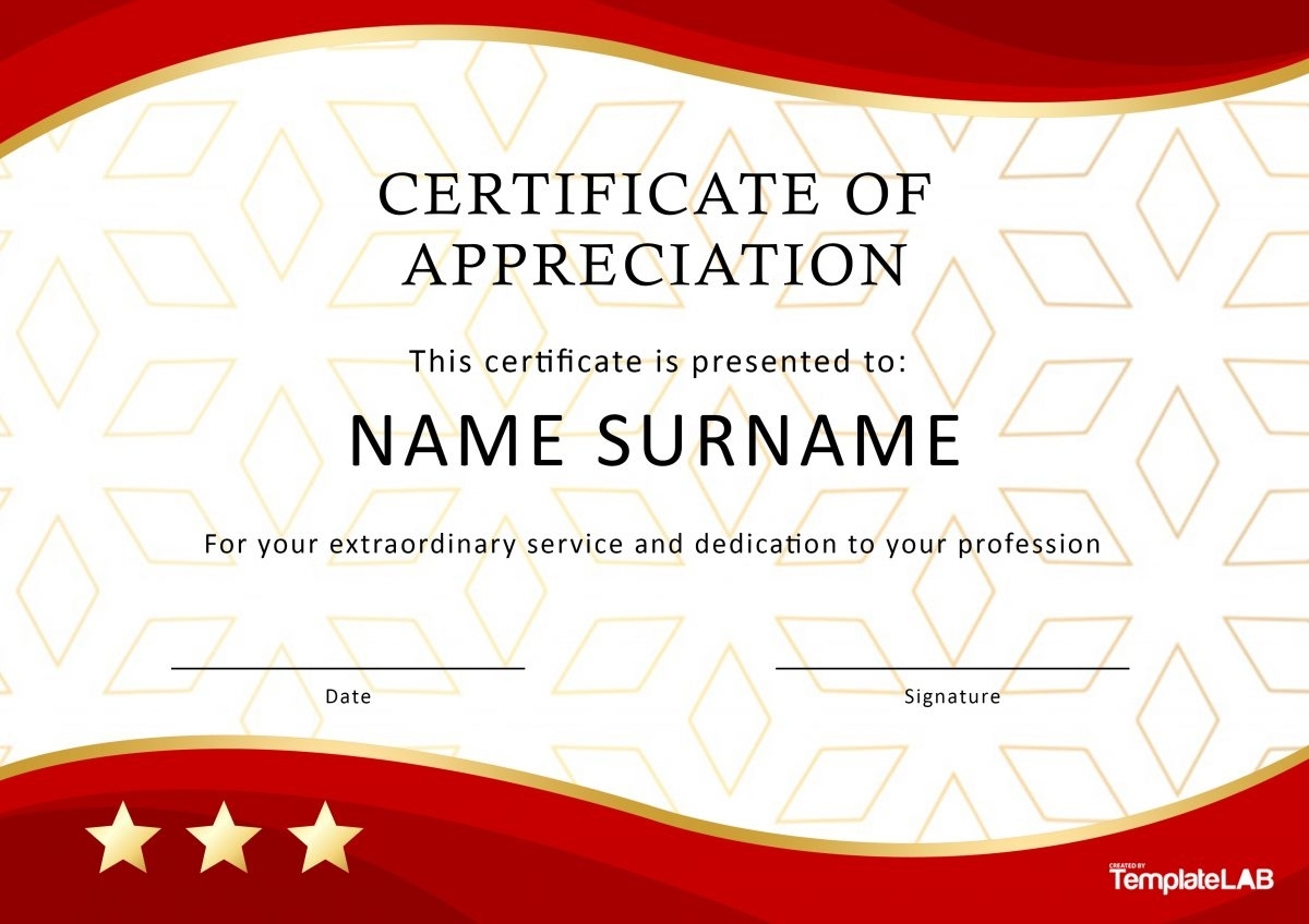 26 Free Certificate Of Appreciation Templates And Letters Regarding Recognition Of Service Certificate Template