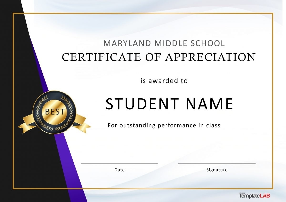26 Free Certificate Of Appreciation Templates And Letters With Free Student Certificate Templates