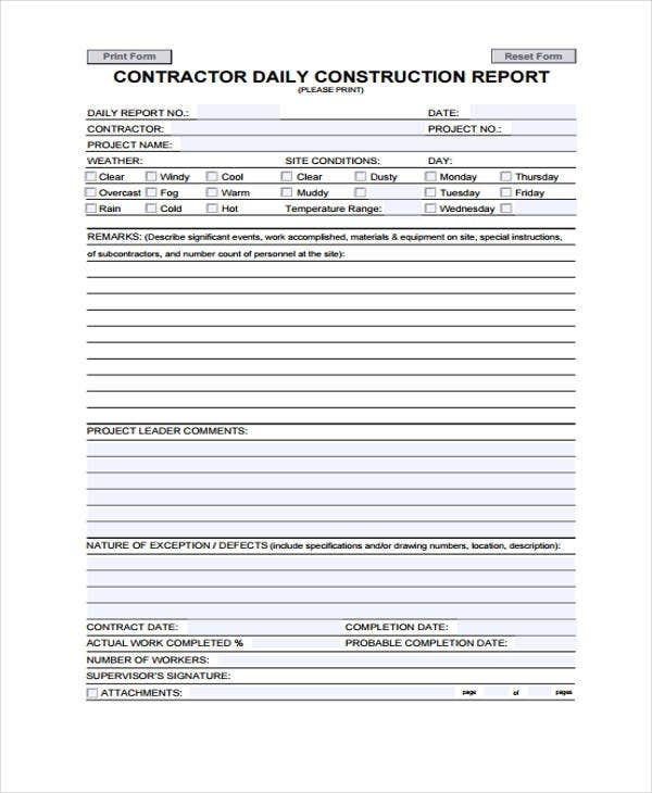26+ Free Construction Report Templates – Pdf, Word | Free & Premium Inside Daily Site Report Template