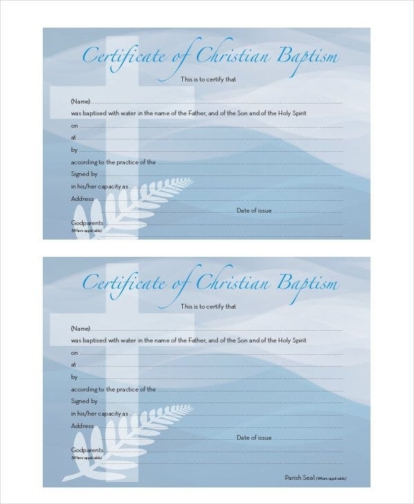 27+ Sample Baptism Certificate Templates - Free Sample, Example, Format Intended For Christian Certificate Template