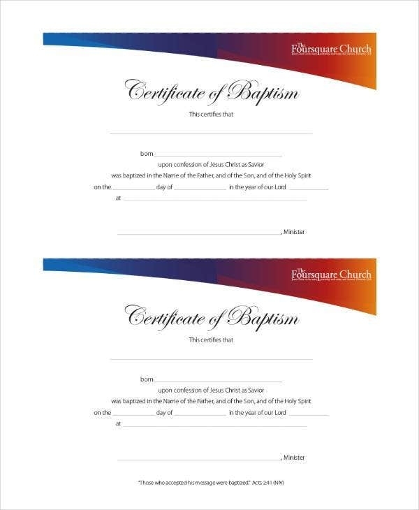 27+ Sample Baptism Certificate Templates – Free Sample, Example, Format Within Christian Certificate Template
