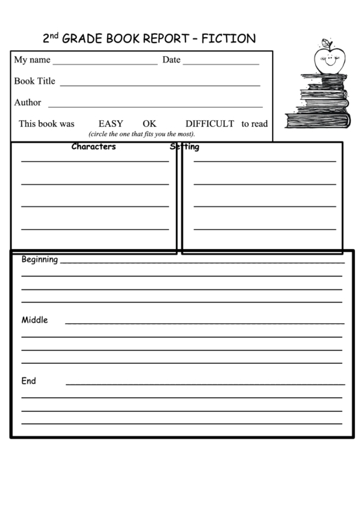 2Nd Grade Book Report – Fiction Printable Pdf Download With Regard To Character Report Card Template