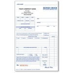 3 Part Compact Repair Order Form With Reminder Card With Mechanics Job Card Template