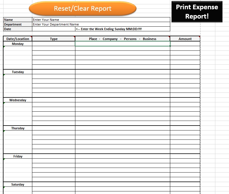 35 Free Printable Expense Report Templates – Blue Layouts For Expense Report Spreadsheet Template Excel