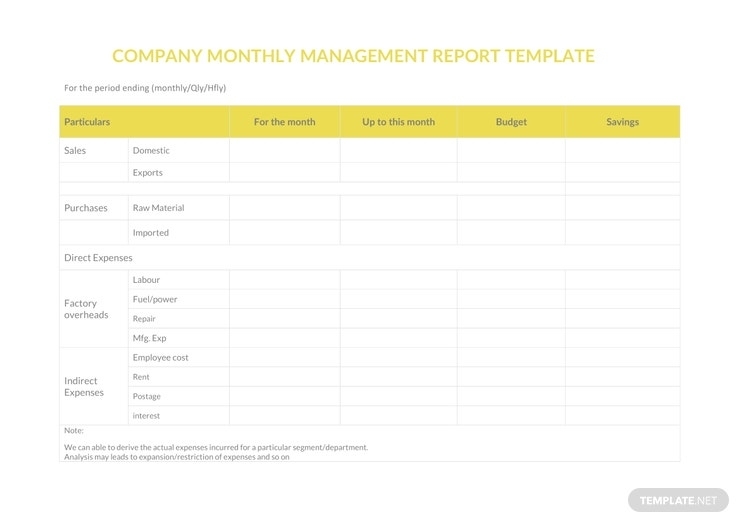 38+ Monthly Management Report Templates – Pdf, Doc, Excel | Free For Monthly Program Report Template