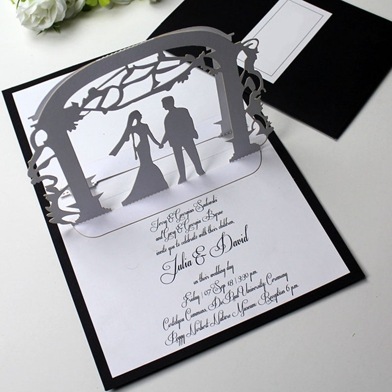 3D Pop Up Wedding Cards Wedding Invitation Cards Laser | Etsy Inside Pop Up Wedding Card Template Free