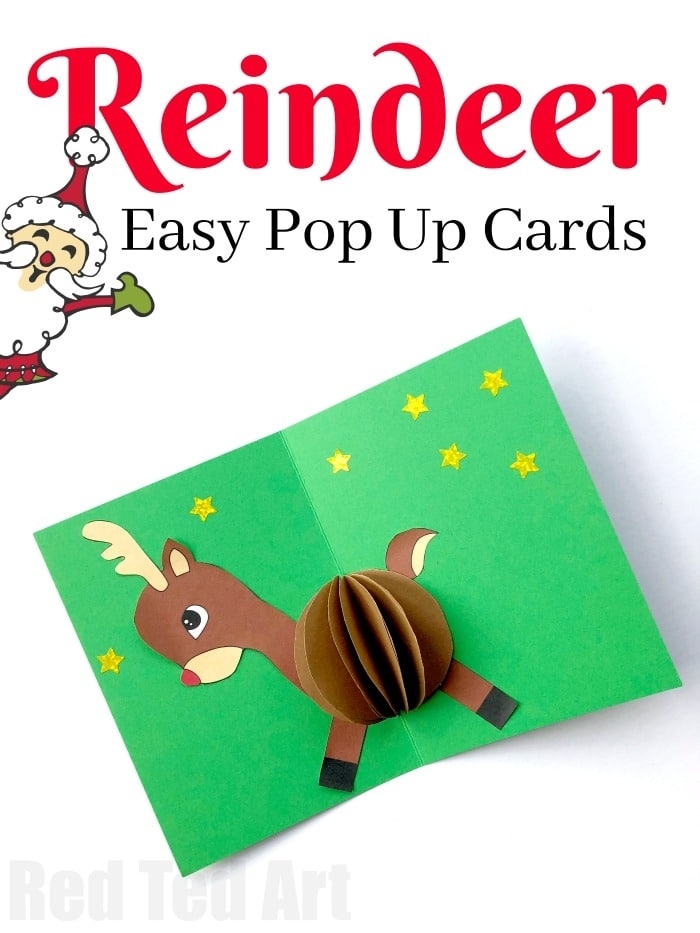 3D Reindeer Card Diy – Red Ted Art – Kids Crafts Within Diy Christmas Card Templates