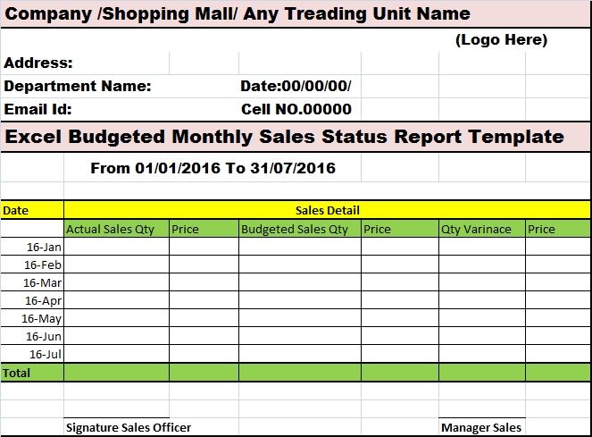 4 Best Excel Monthly Report Template - Excel Word Template Within Sale Report Template Excel