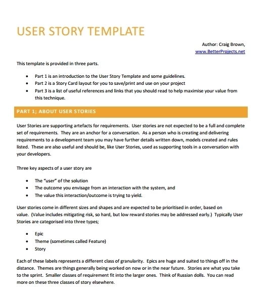 4+ User Story Templates | Template Business Psd, Excel, Word, Pdf Within User Story Word Template